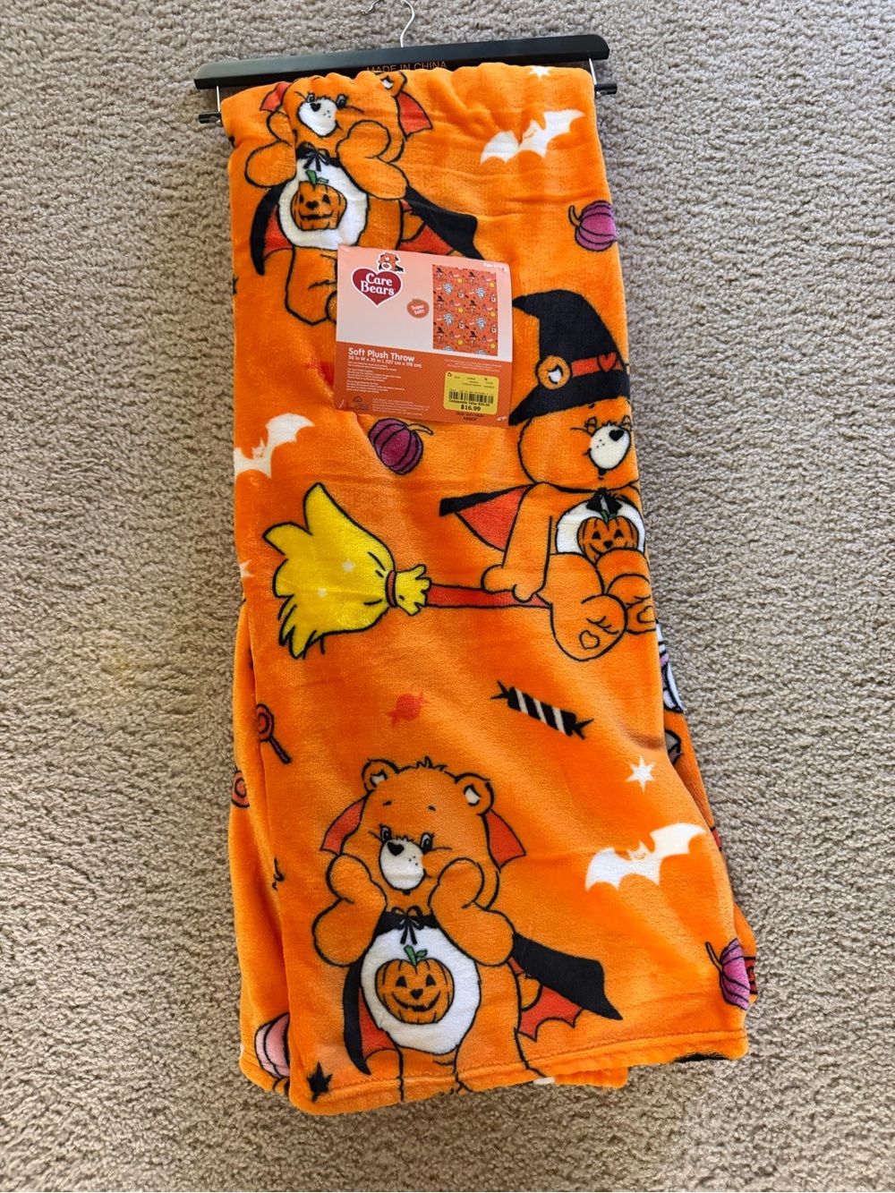 Care Bears Orange Halloween Plush Throw